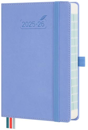 BEZEND 16-Monate Kalender 2025 2026 (Sep 25-Dez 26), Tagesplaner 1 Tag 1 Seite mit Zeitleiste, 30 Minuten Takt Tageskalender din B6 12 x 17 cm, Terminplaner 25/26 mit PU-Leder Hardcover, Kornblume