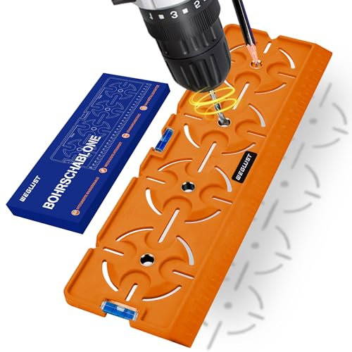 WEGLUST Drilling Template with Spirit Level and Ruler - Multifunctional Precision Tool for Socket, Flush-Mounted Box and Electrical Installation in Drywall (Orange)