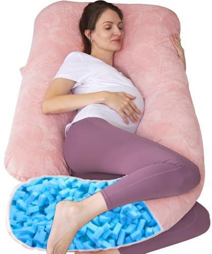 Cuscino per gravidanza a forma di U, per tutto il corpo, con fodera rimovibile, per donne maternità, per dormire, supporto per schiena, gambe, pancia, 140 cm, cuscino per gravidanza da donna (memory