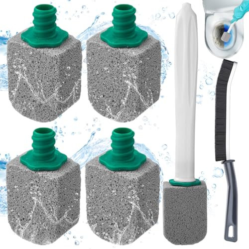 Liekadijiae Pack of 7 Interchangeable Natural Pumice Stone, Toilet Cleaner, Pumice Stone Toilet with 1 Handle, Joint Brush, Gap Cleaning Brush, Cleaning Block Toilet Blocks, Pumice Stone with Handle,