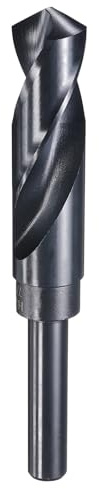 sourcing map 2,2 cm Bohrer, 1,27 cm, reduzierter Schaft, 4241 Hochgeschwindigkeitsstahl, Spiralbohrer, 118 Grad, Kreuzanschliff für weiche Materialien, Holz, Kunststoff, Eisen, Kupfer, Aluminium