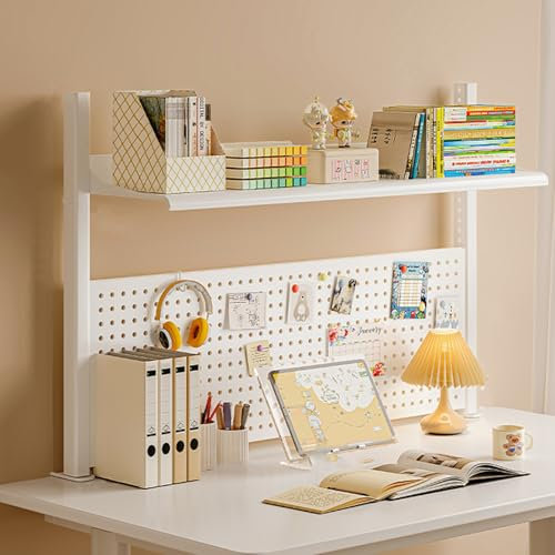 Desk Pegboard, Clamp On Desk niz Shelf, Desk Extend Side Table Clamp-on Above Desktop Storage ShelfSmall Desk Extension Shelving Unit(Size:100 * 20 * 66cm/39.3 * 7.8 * 26in)