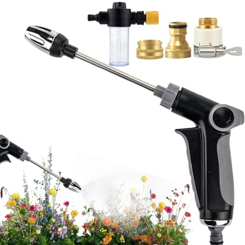 Ugello per idropulitrice per tubo da giardino – Ugello multiuso per tubo da giardino, in lega di alluminio, spruzzatore leggero per irrigazione esterna prato lavaggio rubinetto auto