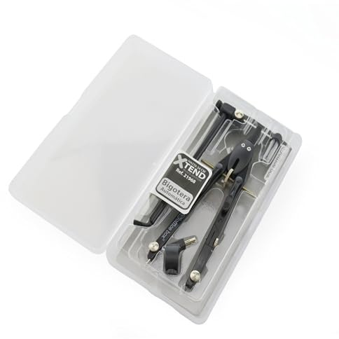 Office Box Compás Bigotera XTend – Alargador Incluido Hasta 34 cm - Patas Articuladas en Caja Rígida Resistente a Golpes con Minas de Recambio + Punzón y Adaptador Universal.