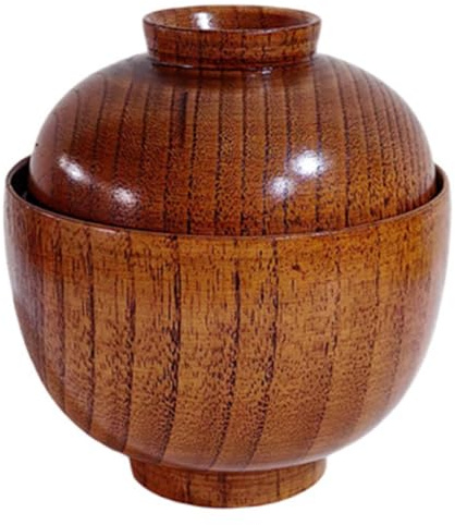 Generisch Holzschüssel mit Deckel Japanische Suppenschüssel für Lebensmittel Kleine Servierschüssel für Suppen Snacks und Beilagen für Zuhause und Gastronomie Design zum Warmhalten