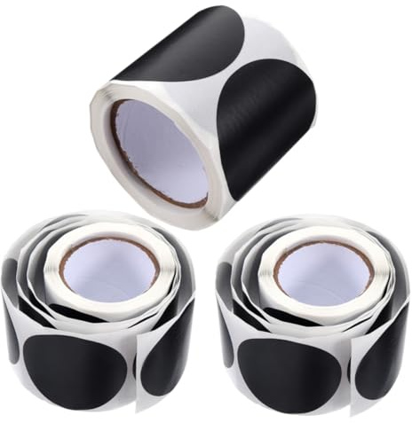 Gatuida 3 Rollos Etiquetas Redondas Reutilizables para Especias Adhesivas Impermeables de PVC Superficie de Pizarra Borrable para Frascos y Almacenamiento de Cocina