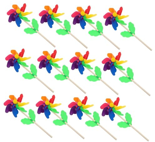 FUTUREORYY 12 Pièces Lot de à Vent Arc Ciel avec Tiges Décorations de Jardin Colorées et Résistantes pour Garçon Fille et Extérieur