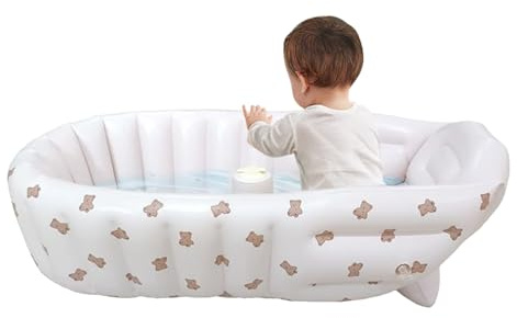 Bkljkf Aufblasbare Baby Badewanne,Aufblasbare Tragbare Babywanne | Mit Ergonomischem Sitz Für Wasserspiel, Dusche, Und Sommernutzung