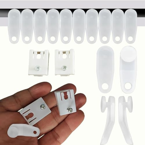 White Plastic Curtain Track Gliders,Side Connect Wheel and End Stop Set,MINWEGI Curtain Rail Glider Hooks,Precise Size Compatibility for UK Homes Hotels Apartments,Includes 100 Gliders 2 End Stops