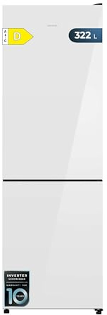 Cecotec Frigorífico Combi 322L Bolero CoolMarket Combi 322i White Glass D. 185,5cm de Alto, 59,5cm de Ancho, Tecnología Multi Airflow, HumidityFlex HUB, LED Interior