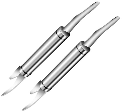 VANZACK Sbucciatore di Gamberetti in Acciaio 304 Doppia Testa 2 Pezzi Pulitore Professionale per Rimozione Squame Pesci Domestico Accessorio Compatto per Cucina Quotidiana