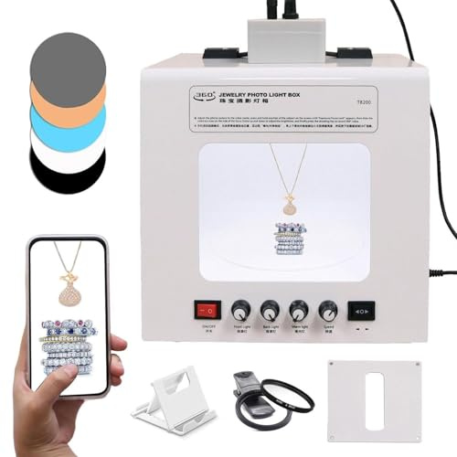 Elettrico ljuslåda för fotografia di Gioielli Configurazione Studio fotografisk premium,softbox per Riprese di Gioielli med elektrisk roterande plattform med justerbar hastighet(TB300)