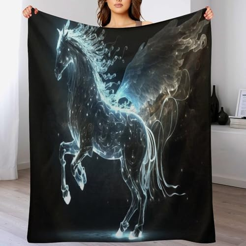 AASWDDS Couverture Cheval, Couvertures en Flannel Douce Chaude Et Confortable, pour Canapé Ou Lit. Linge De Lit Couvre-lit 140×180cm