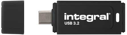 Integrerad USB-C svart 128 GB USB 3.2 Gen 1 USB-minne – High-Speed Type-C/USB 3.1/3.0, läs 150 MB/s, skriv 30 MB/s, Plug-and-play, bärbar lagring för PC, Mac, bärbar dator