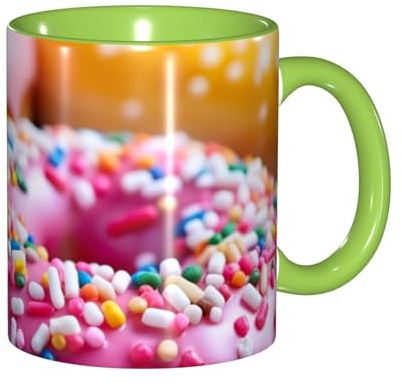 DUWAA Tazza in ceramica con stampa a ciambella, con confezione regalo, belle tazze da caffè per festa di compleanno, caffè latte, 6 colori