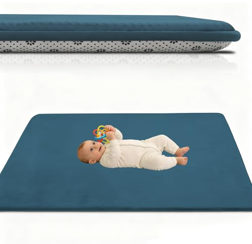 Atemrdsye Spielmatte Baby 90 x 100 cm Himmelblau Krabbelteppich Baby, 2.5cm Dicke Krabbelmatte Memory Foam Kinderteppich, Teppich Kinderzimmer, Krabbeldecke Baby Rutschfester Spielteppich Baby