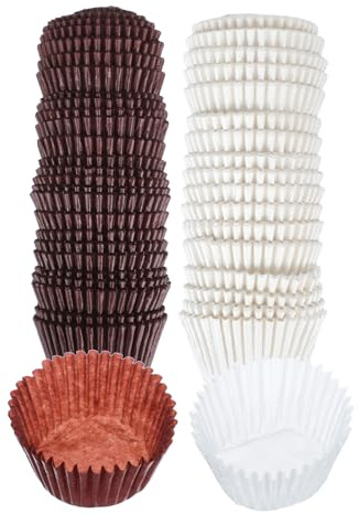 JOINPAYA 1000 Piezas de Tazas para Hornear Resistentes al Calor, Moldes de Papel Grandes Color Crema y Café, Capacillos para Cupcakes, Muffins y Pasteles, Accesorios para Repostería