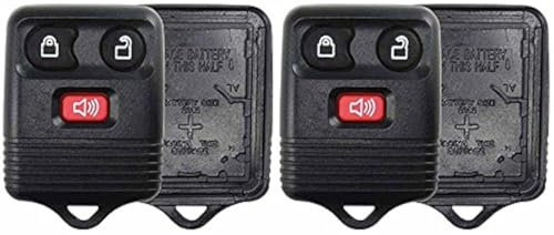 2X KeylessOption Key Fob Cover Case Replacement for 1998 1999 2000 2001 2002 2003 2004 2005 2006 2007 2008 2009 2010 2011 2012 2013 2014 2015 2016 Ford F150 Lincoln Mercury Remote Shell, 3-Button
