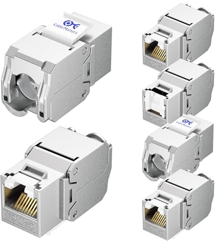 Cable Matters UL Listed 10Gbps 6-Pack RJ45 Shielded Cat6A / Cat6 Keystone Jack with Integrated Shutter