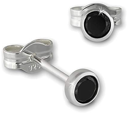 SilberDream Ohrringe 3mm Damen 925 Silber Ohrstecker Zirkonia schwarz SDO5533S Silber Ohrstecker