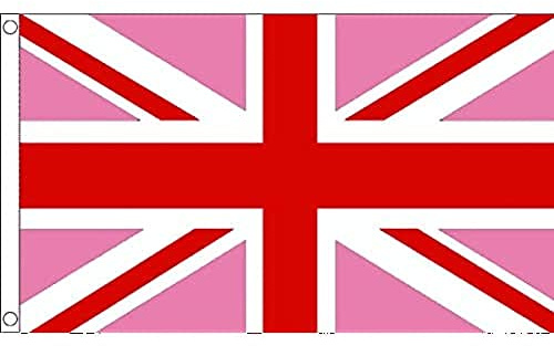 AZ FLAG Flagge Das Rosae Vereinigte Königreich 150x90 cm 2 Ösen | Für innen und außen Britische dekorative Flagge Union Jack Pink doppelte Nähte und verstärkte Kanten mit Metallösen