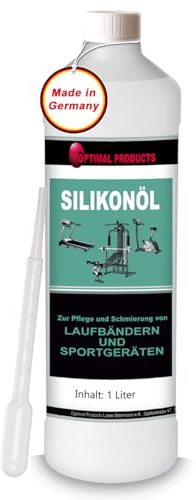 Optimal Products Silikonöl für Laufbänder & Sportgeräte 1l I Reinstes Silikon geruchlos I Schmieröl entfernt störende Geräusche I Für Pflege & Wartung + Pipette