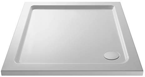 VeeBath Square Shower Tray 700x700mm Stone Resin Tray for Shower Enclosure Bathroom- White