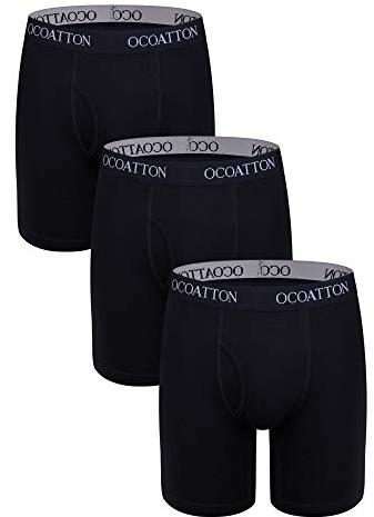 OCOATTON Big and Tall Men's Boxer Briefs Long Leg Underwear Open Fly 3-Pack (3black, 4XL)