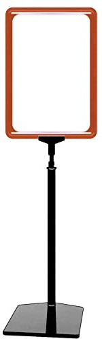 12 Plakatständer DIN A4 Rahmen rot, Ständer Kunststoff schwarz, Teleskopständer mit Fuß eckig, Kundenstopper höhenverstellbar bis 68 cm, Aufsteller
