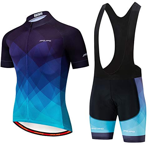 JPOJPO Herren Radtrikot Set Radtrikot Kurzarm + Männer Radhose mit 5D Sitzpolster MTB Fahrradbekleidung