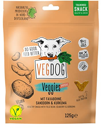 Vegdog Veggies immuna hundsnacks, veganskt godis, spannmålsfria allergivänliga hundkex. 10 x 125 gr, belöning för allergiker