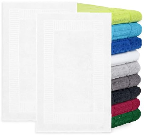 BaSaTex Badvorleger Duschvorleger, 2er Pack, 60x90 cm, Weiss | 100% Baumwolle, Öko-Tex Made in Green zertifiziert, Badvorleger für Dusche & Badewanne, 800g