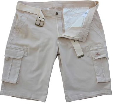 ROCK-IT Apparel cargo shorts med bälte för herrar, vintage bermudashorts med 6 stängbara fickor, korta sommarbyxor med elastiskt tyg [storlekar S-5XL] Beige L