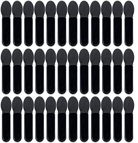 AUEAR, 50 Pack Disposable Eye Shadow Brushes Applicators Sponge Oval Tipped Dual Sides Brush Makeup Tool Black