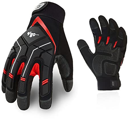 Vgo... Guanti Lavoro Uomo Antivibrazione per Tattici Edilizia Legnameria Costruzione Meccanico Lavoro Pesante, Guanti Protettivi di Sicurezza Antiscivolo con Touchscreen, SL9722