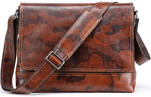 Herrentaschen Business Messenger Bag, Flap Messenger Bag Vintage- Männer echtes Leder- Umhängetasche Schultertasche Geschäfts- Aktenkoffer Tablet Schulranzen for Arbeit den täglichen Gebrauch Kleine