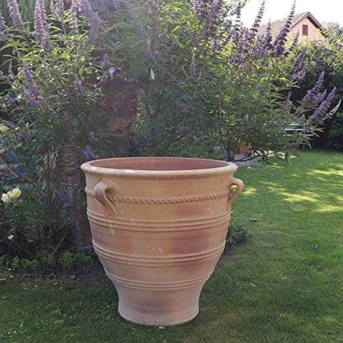 Palatina Keramik großes Pflanzgefäß mit Henkel | 70 cm | handgefertigt und frostfest | hoher Terracotta Topf Blumentopf für Garten Terrasse, Rosa 2