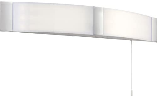 Loops Bathroom Over Mirror Wall Light - 2 x 6W Cool White LED Module - Chrome Acrylic & Opal Polycarbonate - IP44 Rated - Pull Cord Switch - Curved LED Shaver Light