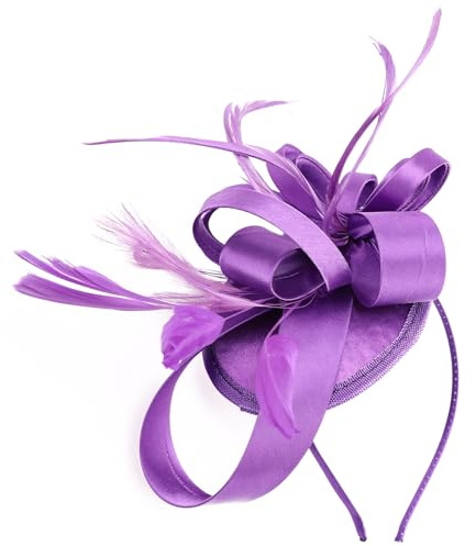 DRESHOW Fascinators Cappello Nastri Piume su un cerchietto Clip Cocktail Tea Party Copricapo per ragazze e Donna