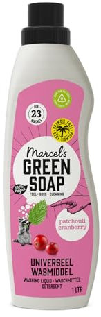 Marcel's Green Soap - Universal Waschmittel Patschuli & Cranberry - Waschflüssigkeit - Frei von Palmöl & Mikroplastik - Umweltfreundlich - Vegan - 97% Biologisch abbaubar - 1 L