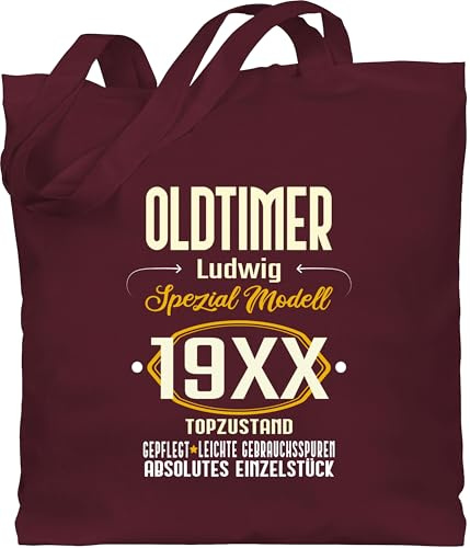 Baumwolltasche - 50. Geburtstag - Oldtimer Spezial Modell 1976 - zum Fünfzigsten - eigener Name - hell - Unisize - Bordeauxrot - tasche geschenke 50 fünfziger 1973 jutetasche tragetasche jahre