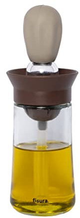 FISURA - Ölflasche mit Pinselbraun .Ölflasche 180 ml. Ölspender mit Pinsel für Grill und Küche. Küchen-Pinsel Mit Silikon und Glas.