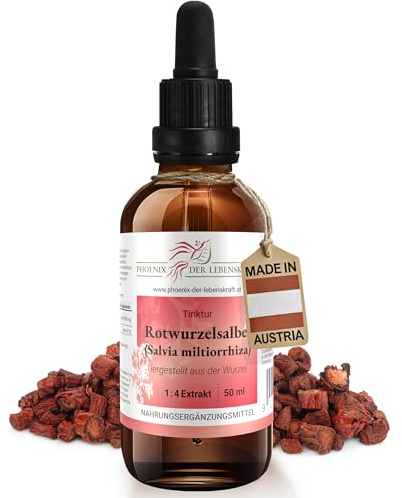 Rotwurzel-Salbei Tinktur 50ml | Salvia miltiorrhiza Tropfen (1:4 Extrakt) | Top Premium Qualität aus Österreich | Veganes Nahrungsergänzungsmittel ohne Zusatzstoffe | Chinesischer Salbei, Danshen