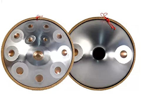 Steel Drum 14 Notes Hand Pan Drum for Kids and Adults, Ethereal Drum with Hand Pan Bag, Mallet, Handpan Stand, Dust-Free Cloth - Rattan Edge Protection,Silver