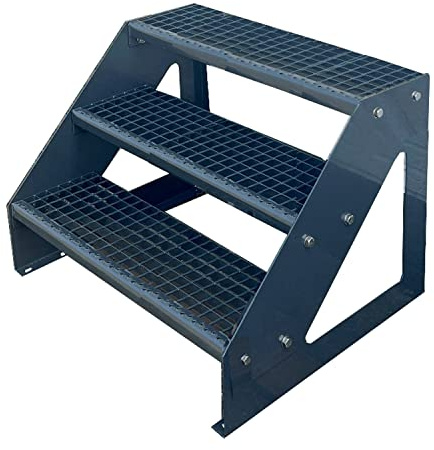 Scale con griglia in acciaio Premium 3 Gradini Scala autoportante Completamente zincata e Antracite Verniciata a polvere - Dimensioni (L x L x H) 63cm x 60cm x 57cm