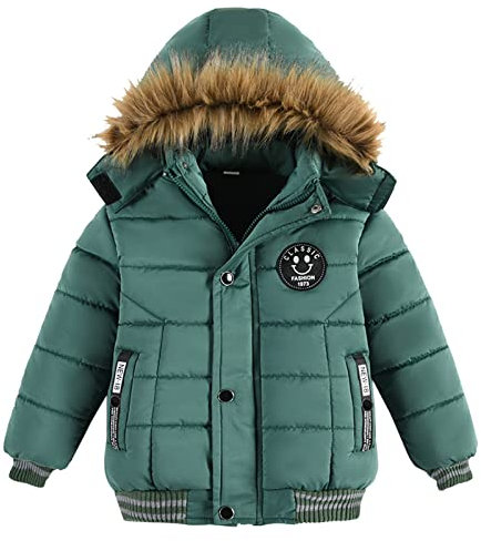 Fulidngzg Winterjacke Jungen Mädchen Kleinkind Gefüttert Wintermantel Kapuzenjacke Warm Übergangsjacke Kinderjacken Fleece Lang Steppjacke Dicke Reißverschluss Softshelljacke Schneejacke