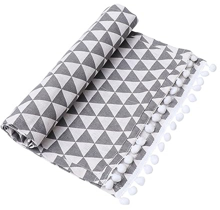 NAMOARLY Mikrowellenofenabdeckung aus Baumwolle Leinen Atmungsaktive Schutzabdeckung für Mikrowelle Toaster Waschbarer Staubschutz 30x90cm Graues Dreiecksdesign