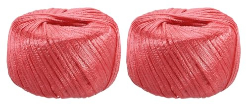 sourcing map Polyester Nylon Plastic Rope Twine Household Bundled,20MM Width,Total 160m/525FT Length Plastic Rope for Packing Gardening Craft,Pack of 2(Red)