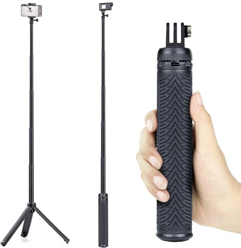 GEPULY Waterproof Selfie Stick Underwater Tripod Pole Monopod for Phone GoPro Hero 13 12 11 10 9 8 7 6 5 4, Fusion, AKASO,SJCAM,DJI Action Digital Cameras(3-in-1: Hand Grip,Selfie Stick,Tripod Stand)