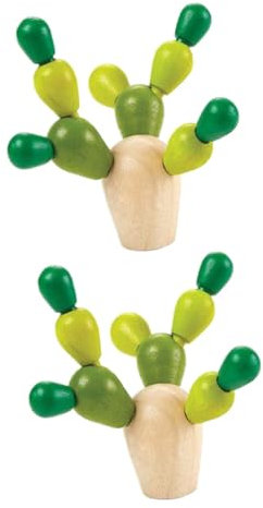 HEMOTON 2 Pz blocchi di cactus giochi di società per bambini giochi società bambini giocattolo giocattoli blocchi di costruzione rimovibili cactus bilanciato in legno scrivania puzzle